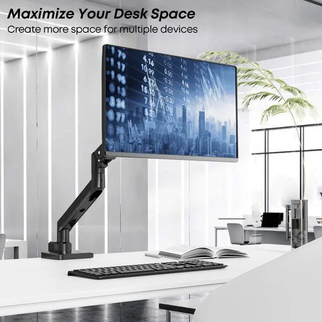 Alt view image 7 of 7 - PUTORSEN Premium Heavy Duty Monitor Arm for 17 to 49 inch Screens up to 44lbs, Fully Adjustable Ultrawide Single Clamp-on Desk Mount Stand