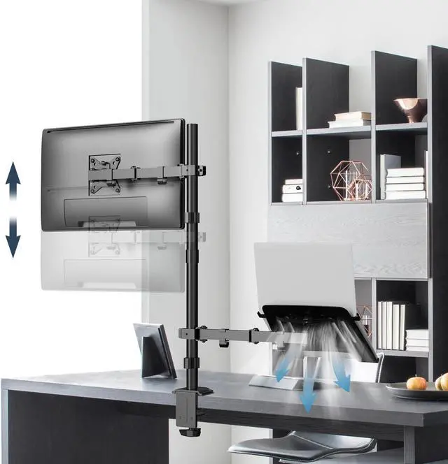 Alt view image 7 of 7 - PUTORSEN Laptop and Monitor Mount Stand Fits 1 Monitor up to 32 and 1 Laptop up to 15