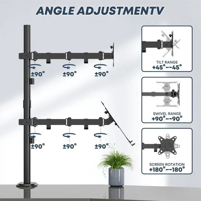 Alt view image 3 of 7 - PUTORSEN Laptop and Monitor Mount Stand Fits 1 Monitor up to 32 and 1 Laptop up to 15