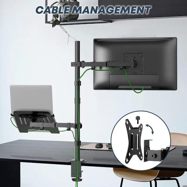 Alt view image 6 of 7 - PUTORSEN Laptop and Monitor Mount Stand Fits 1 Monitor up to 32 and 1 Laptop up to 15