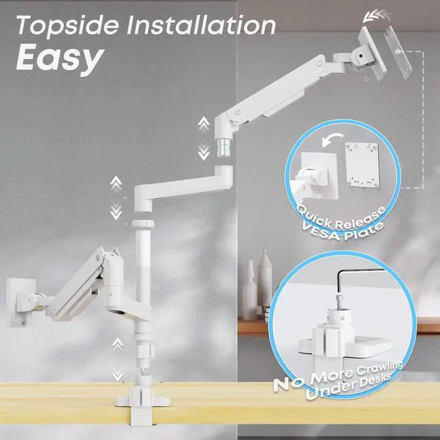 Alt view image 7 of 7 - PUTORSEN 17-49Premium Aluminum Heavy Duty Dual Monitor Arm for Ultrawide Screens up to 44lbs