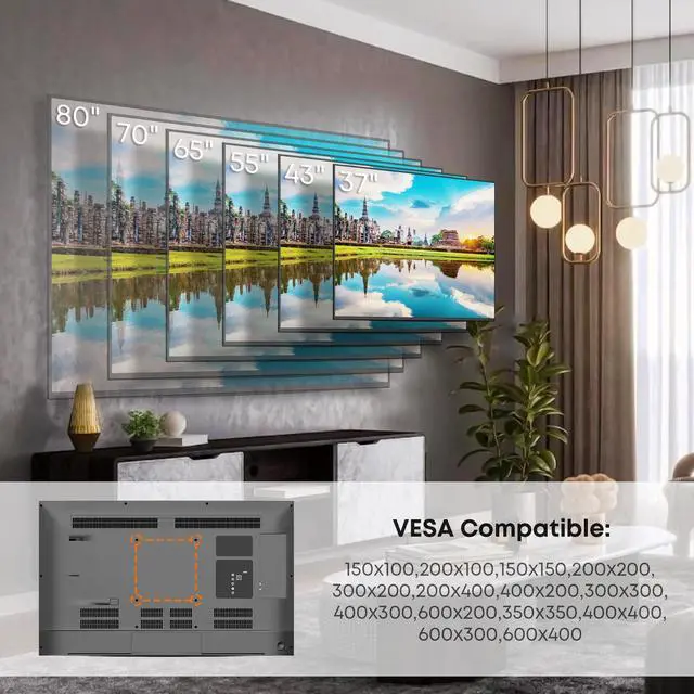 Alt view image 2 of 7 - PUTORSEN Tilting TV Wall Mount for Most 37-80'' TVs, up to 165lbs, 8° Tilting for Better Viewing, Wall Mount TV Bracket with Quick Lock and Release, Max VESA 600 * 400mm, Fits 16"/18"/24" Stud