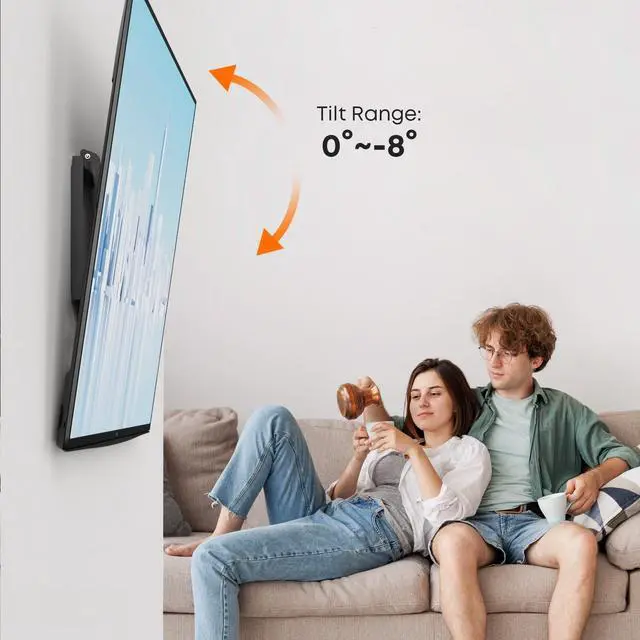 Alt view image 4 of 7 - PUTORSEN Tilting TV Wall Mount for Most 37-80'' TVs, up to 165lbs, 8° Tilting for Better Viewing, Wall Mount TV Bracket with Quick Lock and Release, Max VESA 600 * 400mm, Fits 16"/18"/24" Stud