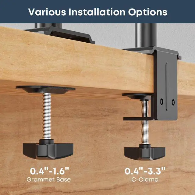 Alt view image 7 of 7 - PUTORSEN Single Monitor Desk Mount for 17-42 Inch Monitor and TV, up to 26.4 lbs, Ultrawide Monitor Arm Mount for Flat Curved Computer & TV Screen with VESA 75×75 to 200×200, with Cable Clips