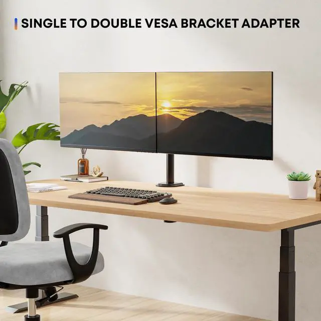 Alt view image 6 of 7 - PUTORSEN Dual Monitor Wall Mount, Horizontal Assembly Mount for 2 Monitor Screens up to 27 inches,Max. 10kg, VESA 75x75/100x100mm