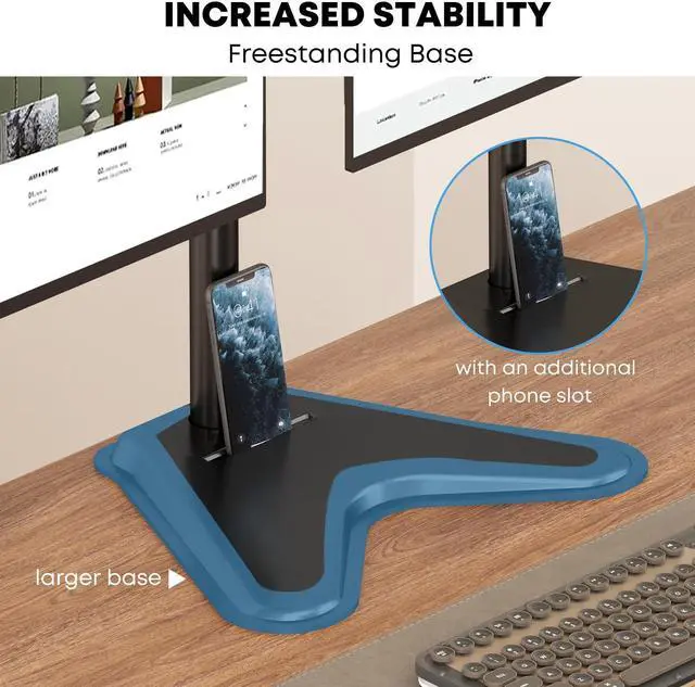 Alt view image 6 of 7 - PUTORSEN  Quad Monitor Stand, 4 Monitor Mount for 17 to 32 inch Computer Screens,Hold up to 19.8lbs Each,Fully Adjustable Stacked 4 Monitor Desk Mount,Black