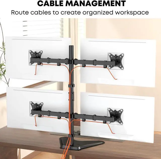 Alt view image 5 of 7 - PUTORSEN  Quad Monitor Stand, 4 Monitor Mount for 17 to 32 inch Computer Screens,Hold up to 19.8lbs Each,Fully Adjustable Stacked 4 Monitor Desk Mount,Black
