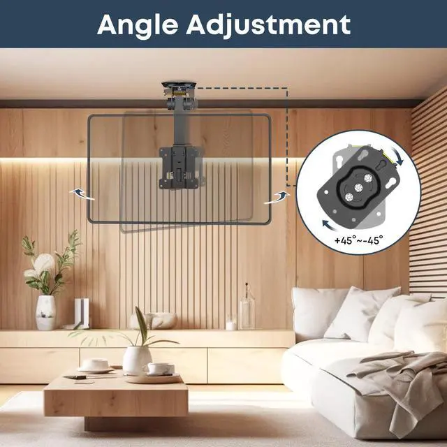 Alt view image 7 of 7 - PUTORSEN 13 to 27 inch Folding TV Ceiling Mount,Manual Flip Down TV Bracket up to 44lbs
