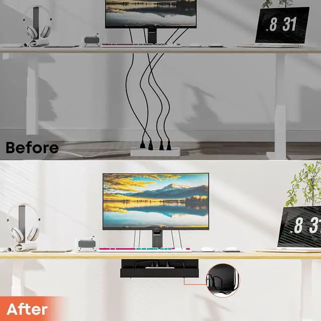 Alt view image 5 of 7 - PUTORSEN Cable Management Under Desk,17 inch Cable Management Tray