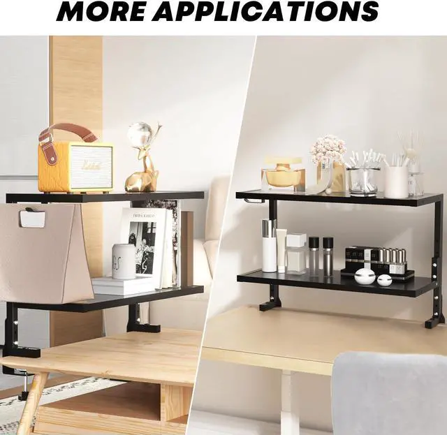 Alt view image 7 of 7 - PUTORSEN Desk Shelf Clamp-On Above or Under - 24 inch Clamp Desktop Shelf, Over or Under Table Clamp Shelf, Desk Organizer Shelf for Office Accessories, Gaming Devices, Black