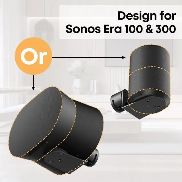 Alt view image 2 of 6 - PUTORSEN Adjustable Speaker Wall Mounts for Sonos Era 100 & 300, Tilt ±30°/Swivel ±30°/Rotation 360°, with Cable Management, 2 Packs