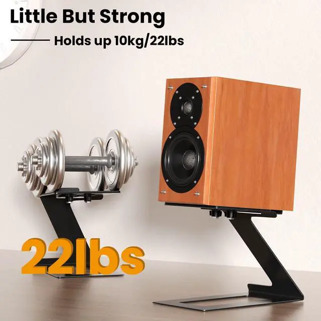 Alt view image 4 of 7 - PUTORSEN Desktop Speaker Stands Pair, Speaker Riser for Most Small & Medium Bookshelf Speakers, Computer Speakers, and Studio Monitors, Cantilevered Speaker Stand with Vibration Absorption Pad, Black