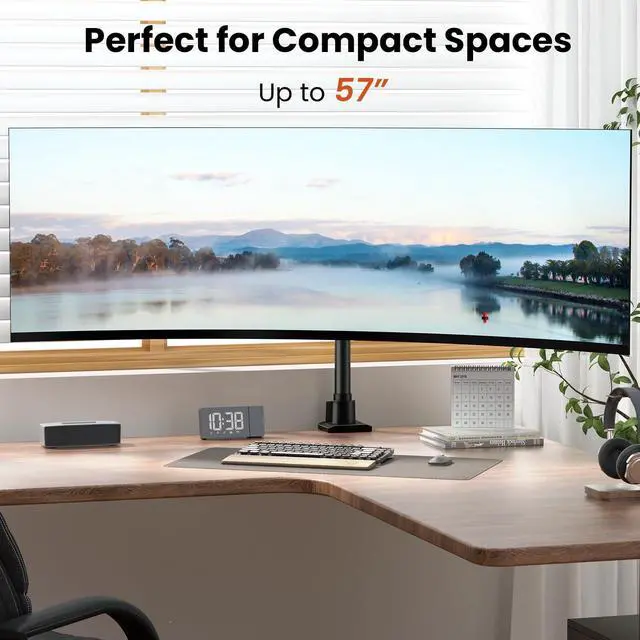 Alt view image 2 of 7 - PUTORSEN Monitor-Arm Ultrawide Heavy Duty 27-57'' - Aluminum Single Monitor Mount Holds up to 59.4lbs, Adjustable Desk Mount Stand, VESA75/100/200mm, Black