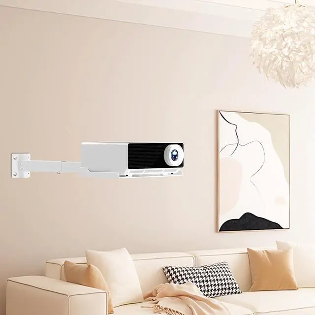 Alt view image 6 of 6 - PUTORSEN Projector Ceiling Mount with Tray, Adjustable Height Universal Bracket with Concealed Cable Management, No Hole Installation, Holds up to 22 lbs  Ideal for Home Theater & Office (White)