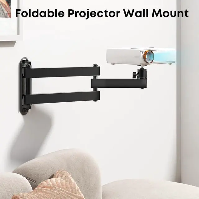 Alt view image 2 of 7 - PUTORSEN Foldable Projector Wall Mount,Ceiling Wall Projector Mount,Universal Adjustable Projector Mount,Aluminum Alloy Projector Stand 1/4" Screw Size,360 Degrees Rotation