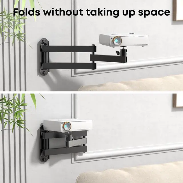 Alt view image 6 of 7 - PUTORSEN Foldable Projector Wall Mount,Ceiling Wall Projector Mount,Universal Adjustable Projector Mount,Aluminum Alloy Projector Stand 1/4" Screw Size,360 Degrees Rotation