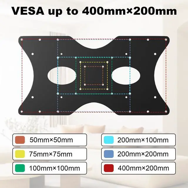 Alt view image 4 of 7 - PUTORSEN Steel VESA Mount Adapter Plate Bracket for Screens 32" to 55" LED LCD,Monitor and TV Mount Extender Conversion Kit Allows 100x100, 200x200 Convert to 400 x 200 mm Patterns