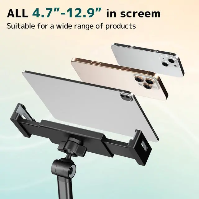 Alt view image 2 of 7 - PUTORSEN Tablet Stand for Desk, Phone Tabletop Desktop Stand Holder, Multi-Angle Adjustable Foldable Tablet Holder Compatible with 4.7-12.9 inch iPad, iPhone, Kindle
