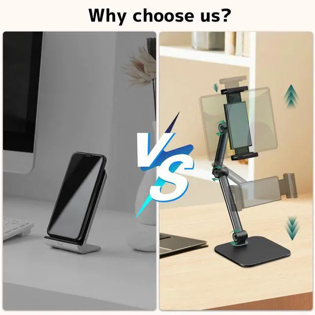 Alt view image 3 of 7 - PUTORSEN Tablet Stand for Desk, Phone Tabletop Desktop Stand Holder, Multi-Angle Adjustable Foldable Tablet Holder Compatible with 4.7-12.9 inch iPad, iPhone, Kindle
