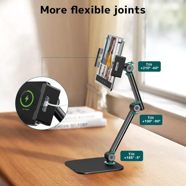 Alt view image 5 of 7 - PUTORSEN Tablet Stand for Desk, Phone Tabletop Desktop Stand Holder, Multi-Angle Adjustable Foldable Tablet Holder Compatible with 4.7-12.9 inch iPad, iPhone, Kindle