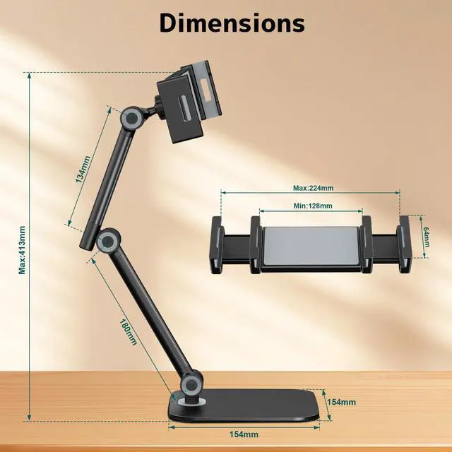 Alt view image 6 of 7 - PUTORSEN Tablet Stand for Desk, Phone Tabletop Desktop Stand Holder, Multi-Angle Adjustable Foldable Tablet Holder Compatible with 4.7-12.9 inch iPad, iPhone, Kindle
