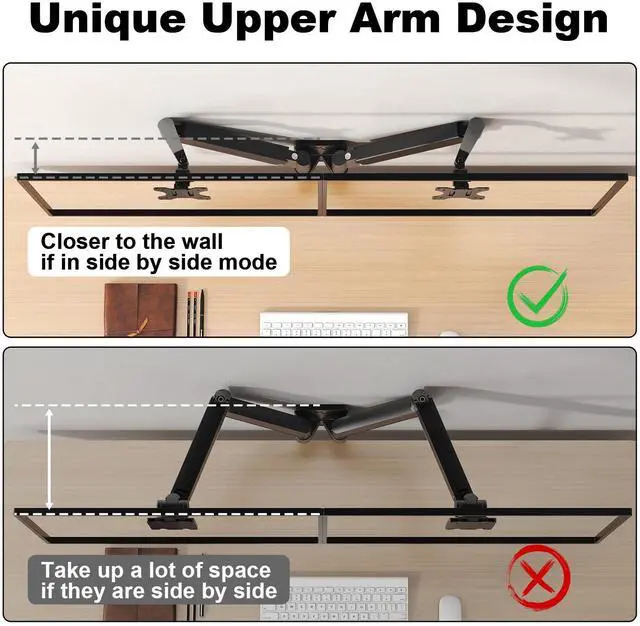 Alt view image 3 of 7 - PUTORSEN Dual Monitor Wall Mount for Screens up to 32 inch, Fully Adjustable Tilt Swivel Arms Supporting 19.8 lbs, Closer to Wall, VESA 75 or 100mm