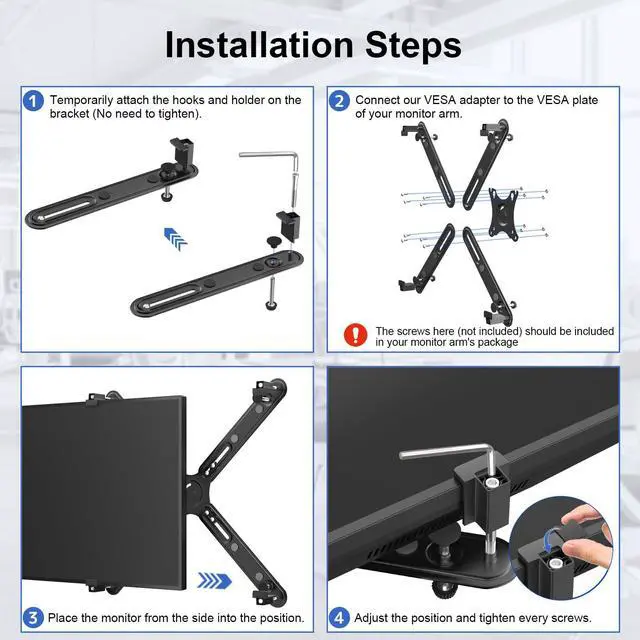 Alt view image 6 of 6 - PUTORSEN Universal VESA Mount Adapter - Non-VESA Adapter for 17 to 32 Inch Monitor Screens to 75x75 and 100x100 VESA Mount