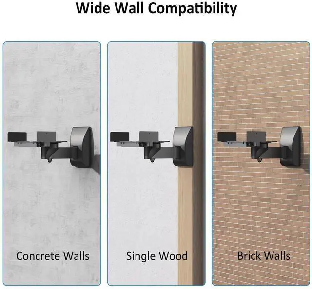 Alt view image 2 of 7 - PUTORSEN Dual Speaker Wall Mounts - Universal Side Clamping Bookshelf Mounting Bracket for Surrounding Sound Speakers, Hold up to 55 lbs, 2 Pack