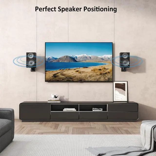 Alt view image 6 of 7 - PUTORSEN Dual Speaker Wall Mounts - Universal Side Clamping Bookshelf Mounting Bracket for Surrounding Sound Speakers, Hold up to 55 lbs, 2 Pack