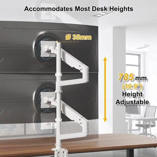 Alt view image 7 of 7 - PUTORSEN Steel Extra Tall 32 Inch 2-Section Monitor Stand Pole - with Mounting Base, Heavy Duty Center Pole (Supports Up to Max. 88 lbs), 2 Mounting Options, White