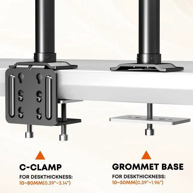 Alt view image 6 of 7 - PUTORSEN Sit Stand Monitor Desk Mount for 17-32 inch Screens, Height Adjustable, Full-Motion Arm with Keyboard Tray and Cable Management, Black