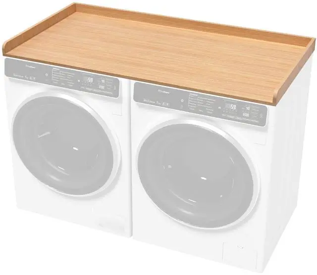 Main image of PUTORSEN Washer Dryer Countertop 54''W x 27.5" D - Wood Laundry Countertop with Edge Rails, Space-Saving Washer Dryer Topper for Laundry Room Organization and Storage, MDF, Light Wood