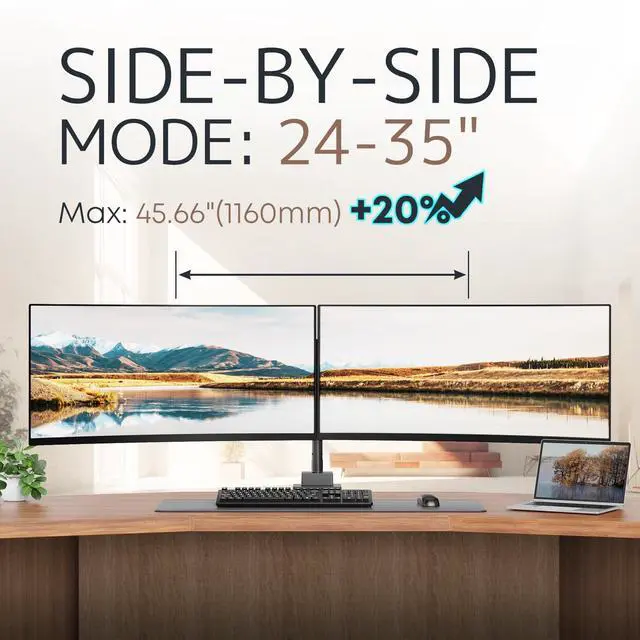 Alt view image 2 of 7 - PUTORSEN 24-57 inch Dual Vertical Monitor Mount, Heavy Duty Monitor Arm for 2 Monitors, up to 59.4 lbs, Extra Tall/Wide Adjustable, Premium Aluminum Dual Monitor Desk Mount, VESA 75x75-200x200 mm