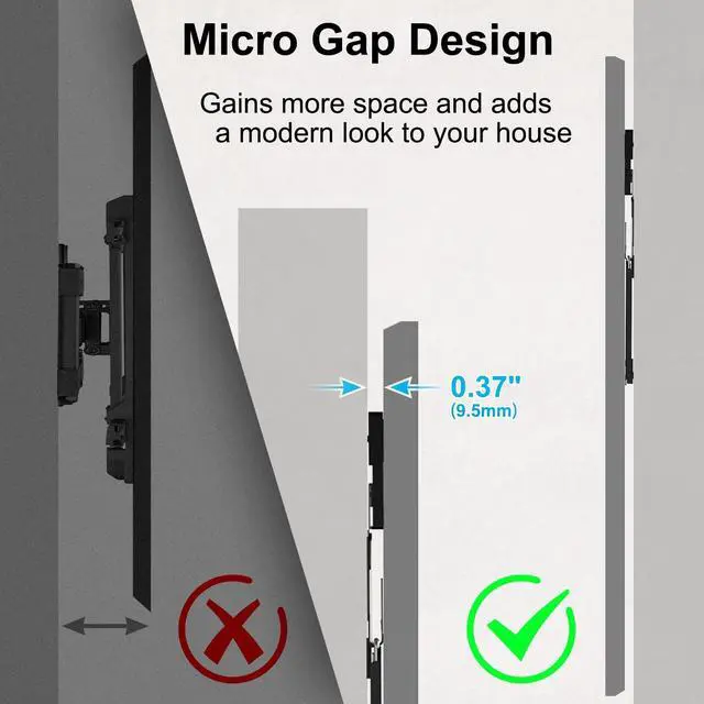 Alt view image 4 of 7 - PUTORSEN Ultra Slim TV Wall Mount for 37 to 80 inch Flat TV & Frame TV, Max 165 lbs, 0.37'' Low Profile TV Wall Mount, VESA 200 x 200-600 x 400 mm