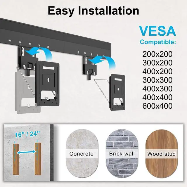 Alt view image 5 of 7 - PUTORSEN Ultra Slim TV Wall Mount for 37 to 80 inch Flat TV & Frame TV, Max 165 lbs, 0.37'' Low Profile TV Wall Mount, VESA 200 x 200-600 x 400 mm