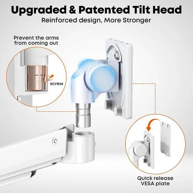 Alt view image 4 of 7 - PUTORSEN Ultrawide Monitor Wall Mount - Heavy Duty Monitor Arm for Screen up to 57 inches and 44 lbs with Gas Spring, Full Motion Adjustable, Max VESA 200x200