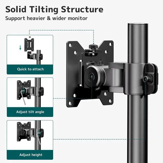 Alt view image 5 of 7 - PUTORSEN Monitor Arm Ultrawide Heavy Duty 17-49 Inch - Single Monitor Mount holds up to 44lbs, Adjustable Desk Mount Stand, VESA75/100mm, Black