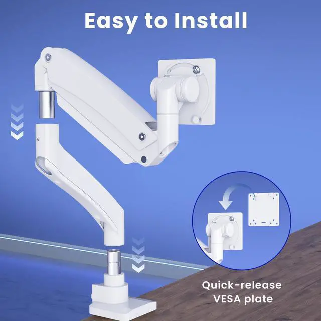Alt view image 4 of 7 - PUTORSEN Ultrawide Monitor-Arm Heavy Duty 22-57 - PUTORSEN Aluminum Single Monitor Mount Holds up to 59.4 lbs, Premium Adjustable Desk Mount Stand, VESA 75/100/200 mm, White