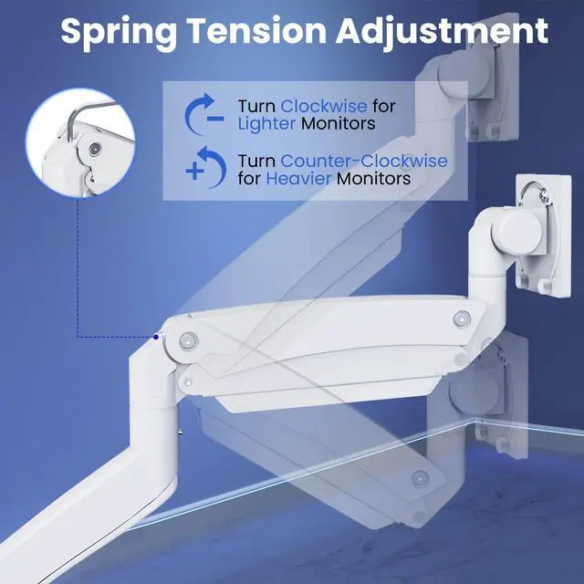 Alt view image 5 of 7 - PUTORSEN Ultrawide Monitor-Arm Heavy Duty 22-57 - PUTORSEN Aluminum Single Monitor Mount Holds up to 59.4 lbs, Premium Adjustable Desk Mount Stand, VESA 75/100/200 mm, White