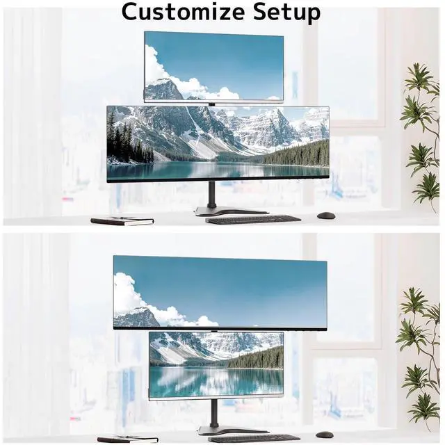 Alt view image 7 of 7 - PUTORSEN Dual Monitor Stand Heavy Duty - 17-49 inch Freestanding Vertical Dual Monitor Arm, Adjustable Stacked Double Monitor Desk Mount, Max Load 44 lbs (per Screen), VESA 75/100 mm, Black