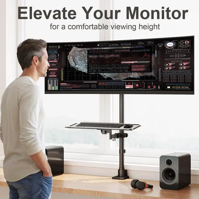 Alt view image 7 of 7 - PUTORSEN Heavy Duty Monitor-Arm Ultrawide for 24-57 - Extra Tall Aluminum Single Monitor Mount Holds up to 59.4 lbs, Adjustable Desk Mount Stand, VESA 75/100/200 mm, Black