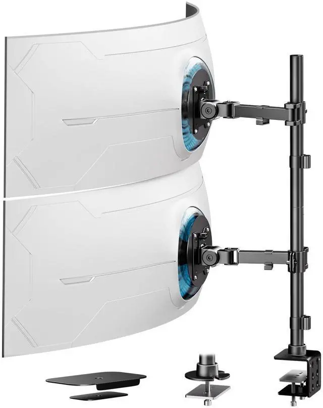 Alt view image 7 of 7 - PUTORSEN 17-49 Inch Vertical Monitor Stand, Dual Stacked Monitor Mount, Max Load 44 lbs Each, 31.7'' Long Pole Stand, VESA 75/100mm, Black