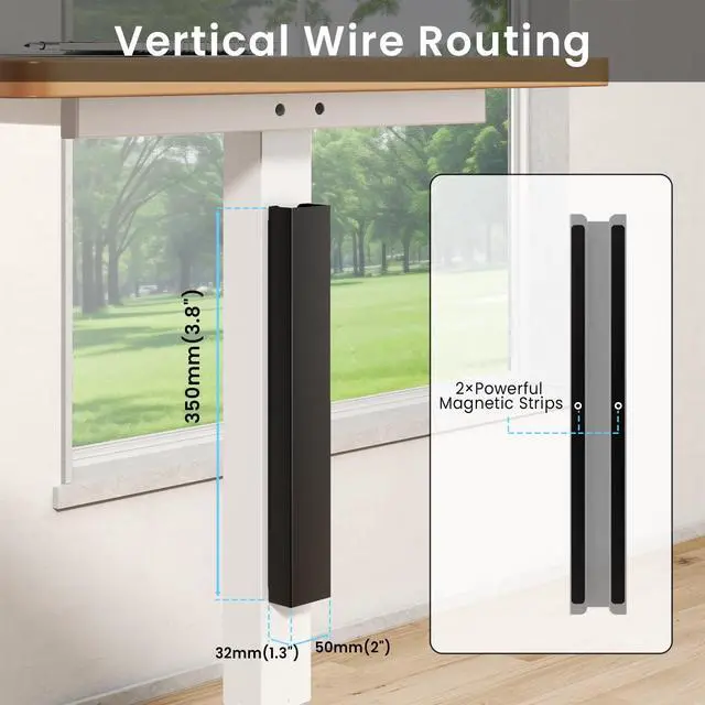 Alt view image 5 of 7 - PUTORSEN Steel Magnetic Cable Management Channel - 14 inch Cord Organizer Under Desk, Vertical Wire Hider Cover for Office and Home, Black