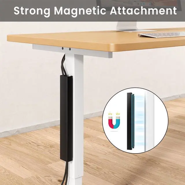Alt view image 3 of 7 - PUTORSEN Steel Magnetic Cable Management Channel - 14 inch Cord Organizer Under Desk, Vertical Wire Hider Cover for Office and Home, Black