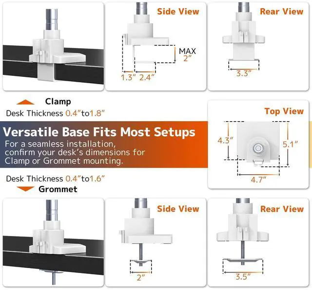 Alt view image 5 of 7 - PUTORSEN Dual Monitor-Arm Heavy-Duty for 17-57-Inch Screens - Ultrawide Vertical Dual Monitor Mount, Fully Adjustable Stacked Double Monitor Desk Mount Stand, Max Load 44 lbs per Screen