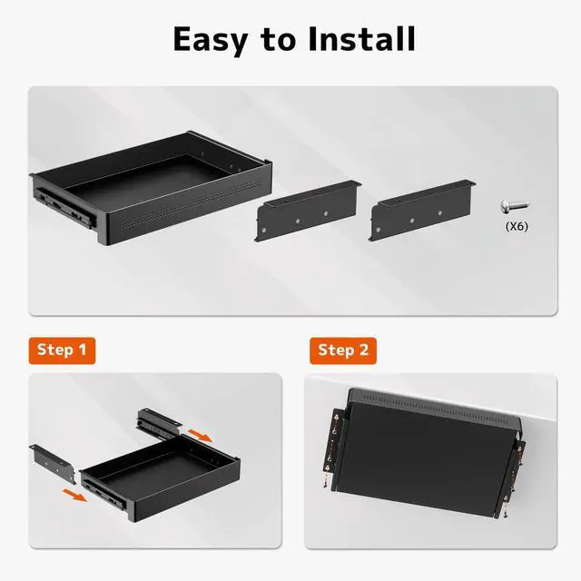 Alt view image 7 of 7 - PUTORSEN Under Desk Storage Drawer 15.7" Wide - Smooth Slide Out Organizer for Standing Desk & Home Office,Max Load 17.6 lbs