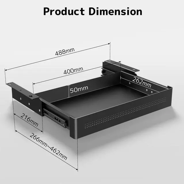 Alt view image 3 of 7 - PUTORSEN Under Desk Storage Drawer 15.7" Wide - Smooth Slide Out Organizer for Standing Desk & Home Office,Max Load 17.6 lbs