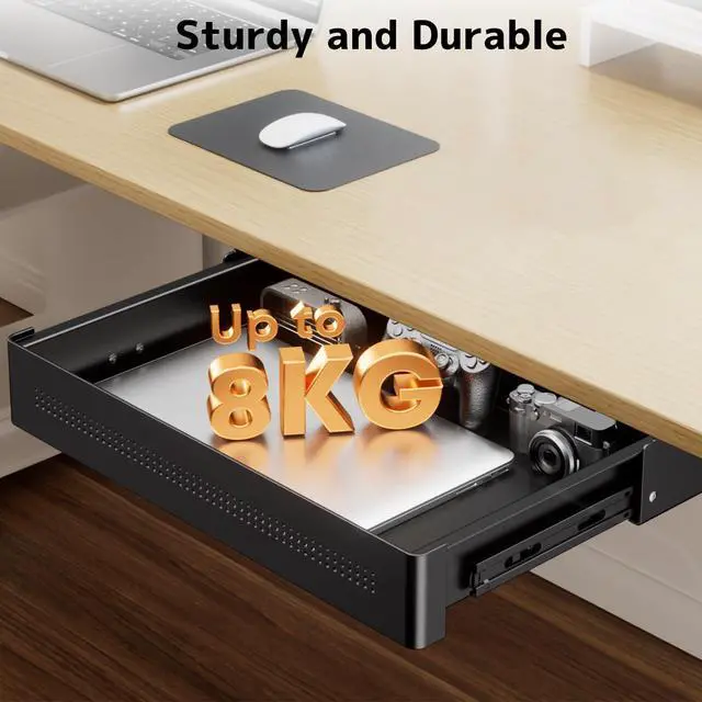 Alt view image 4 of 7 - PUTORSEN Under Desk Storage Drawer 15.7" Wide - Smooth Slide Out Organizer for Standing Desk & Home Office,Max Load 17.6 lbs