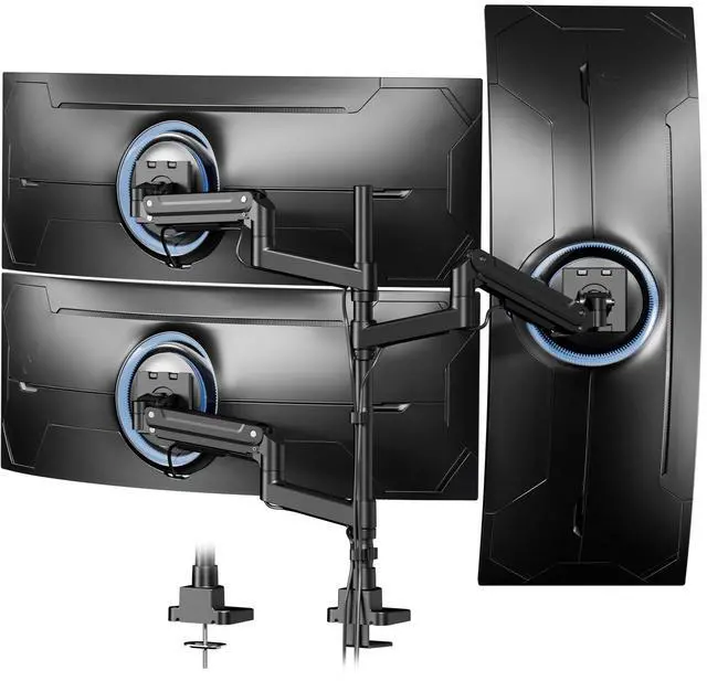 Main image of PUTORSEN Triple Monitor Mount for 17-49-inch Screens - Heavy Duty Triple Monitor Arm Desk Mount for Ultrawide Monitors, Fully Adjustment, Max Load 20KG per Screen, VESA 75x75 / 100x100 mm