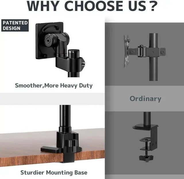 Alt view image 6 of 7 - PUTORSEN Monitor-Arm Ultrawide Heavy Duty 24-57'' - Aluminum Single Monitor Mount Holds up to 59.4lbs, Adjustable Desk Mount Stand, VESA 75/100mm, Black